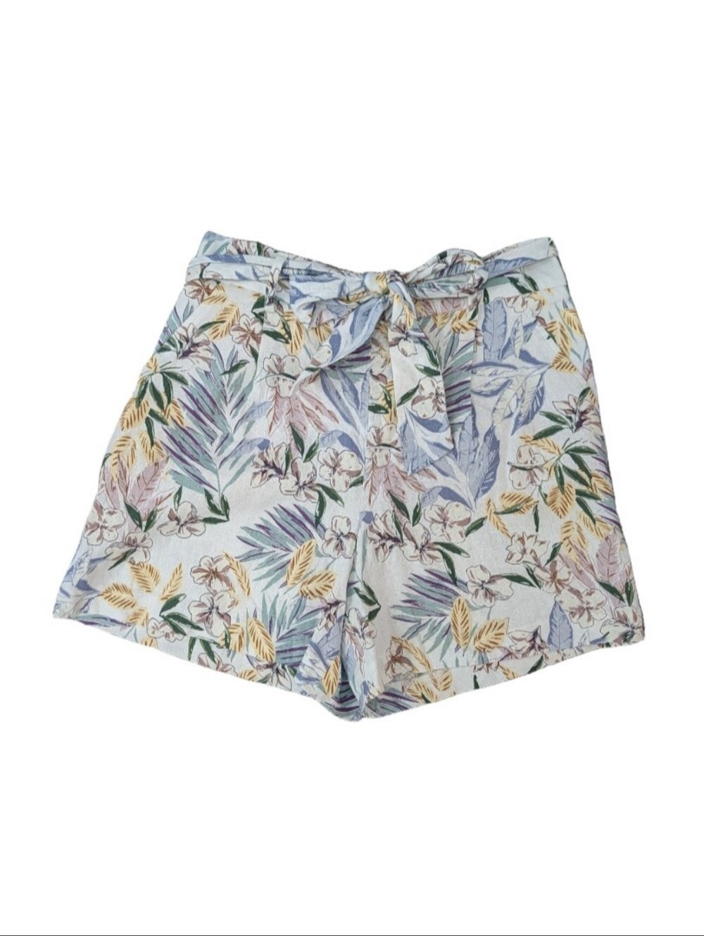 Dalia Linen-Blend Tie-Waist Tropical Print Women's Shorts